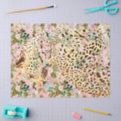 Tropical leopard print floral Hawaiian pink yellow 薄葉紙 (クラフト)