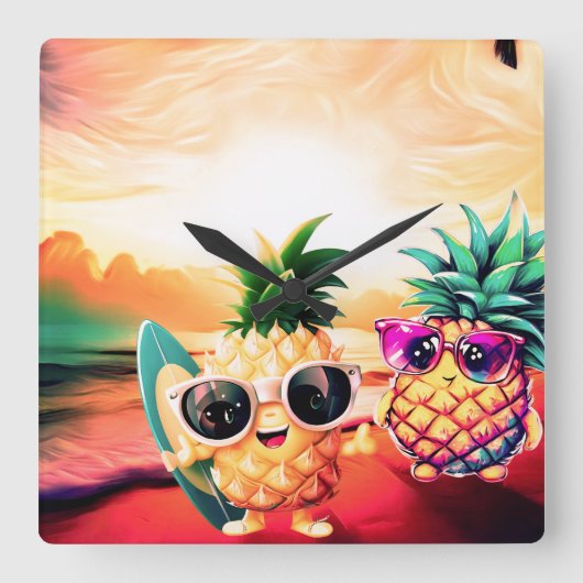 TROPICAL LOVE AT DAWN スクエア壁時計 (正面)