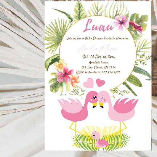 Tropical Luau Baby Shower Party 招待状