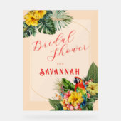 Tropical Macaw Floral Bridal Shower アクリルサイン (正面)
