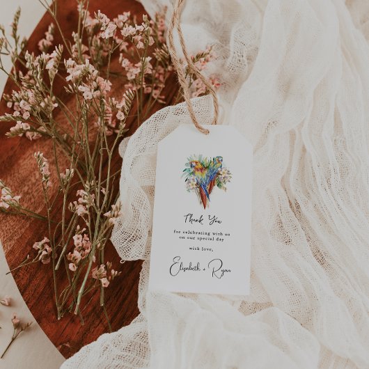 Tropical Macaw Wedding Thank You ギフトタグ