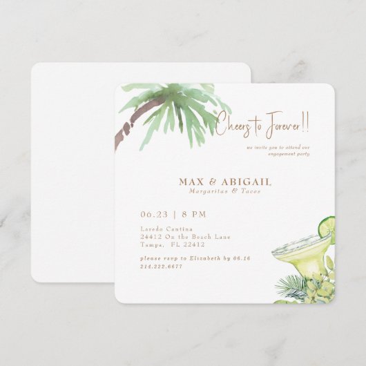 Tropical Margaritas & Tacos Engagement Party 招待状 (正面/裏面)
