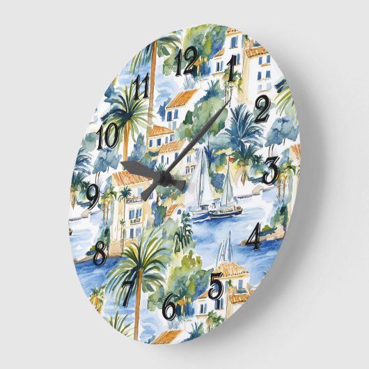 Tropical Mediterranean   ラージ壁時計 (傾斜)