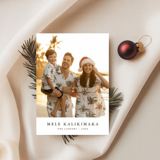 Tropical Mele Kalikimaka Family Beach Photo シーズンカード