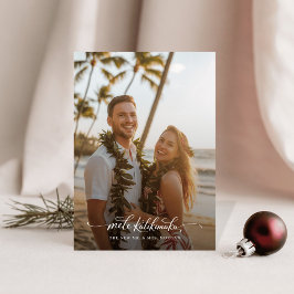 Tropical Mele Kalikimaka Newlywed Beach Photo シーズンカード