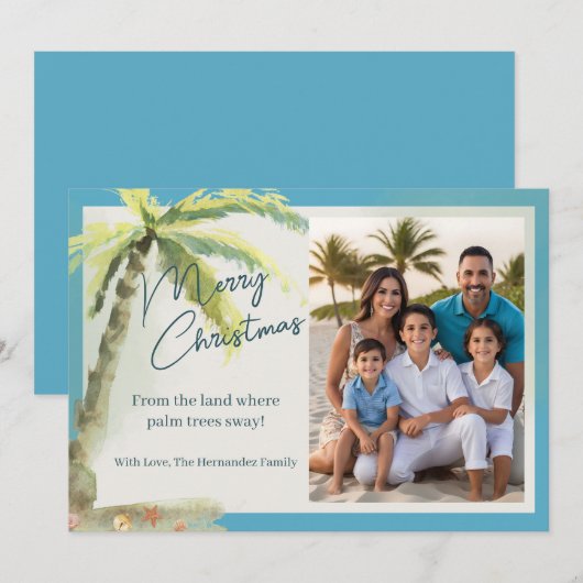 Tropical Merry Christmas Beach Theme シーズンカード (正面/裏面)