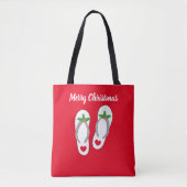 Tropical Merry Christmas cute beach sandals トートバッグ (正面)
