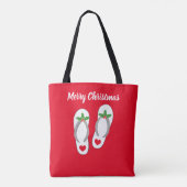 Tropical Merry Christmas cute beach sandals トートバッグ (裏面)