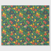 Tropical Midnight Toast Celebration Pattern ラッピングペーパー (フラット)