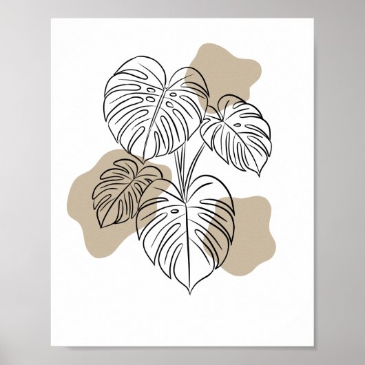Tropical Minimalist Plant Line Art ポスター (正面)