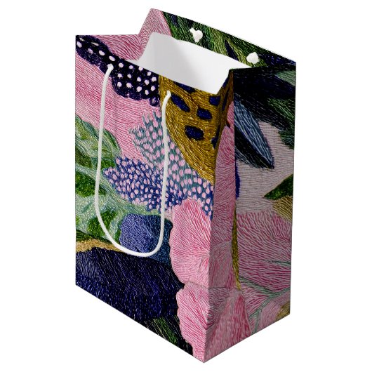 Tropical Modernism Floral Gift Bouquet Bag ミディアムペーパーバッグ (正面アングル)