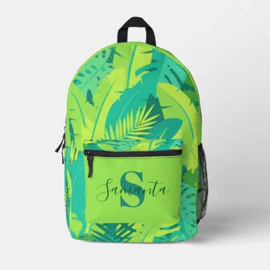 Tropical Monogram Backpack with Name プリントバックパック (正面)