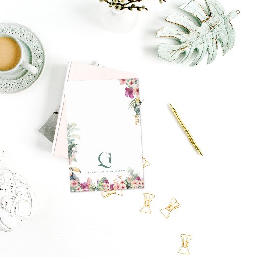 Tropical Monogram Floral Personalized Desk ポストイット