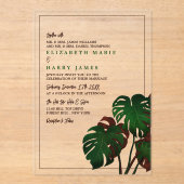 Tropical Monstera Beach Wedding アクリル招待状 (正面)