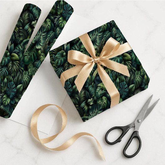 Tropical Monstera Botanical Green Gift Wrap Paper ラッピングペーパー