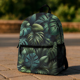 Tropical Monstera Botanical Green Jungle  プリントバックパック