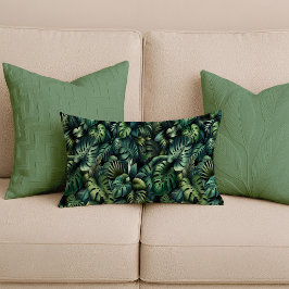 Tropical Monstera Botanical Green Jungle Lumbar  ランバークッション