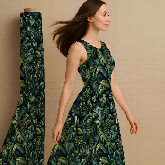 Tropical Monstera Botanical Green Jungle Printed ファブリック