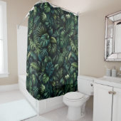 Tropical Monstera Botanical Green Jungle Shower Cu シャワーカーテン (インサイチュ)