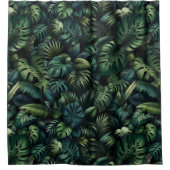 Tropical Monstera Botanical Green Jungle Shower Cu シャワーカーテン (正面)