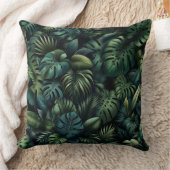 Tropical Monstera Botanical Green Jungle Throw  クッション (ブランケット)