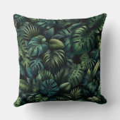 Tropical Monstera Botanical Green Jungle Throw  クッション (裏面)