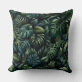 Tropical Monstera Botanical Green Jungle Throw  クッション (正面)