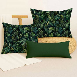 Tropical Monstera Botanical Green Jungle Throw  クッション