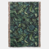 Tropical Monstera Botanical Green Jungle Throw Bla スローブランケット (正面縦)