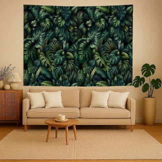 Tropical Monstera Botanical Green Jungle Wall  タペストリー