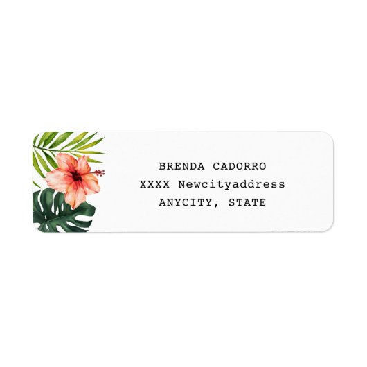 Tropical Monstera Bridal Shower Return Address ラベル (正面)
