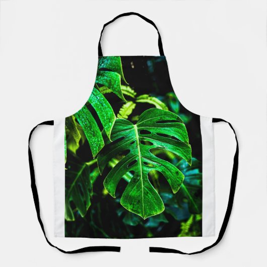 Tropical Monstera Glow – Jungle Leaf Photography エプロン (正面)