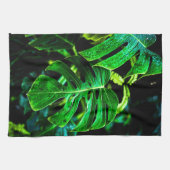 Tropical Monstera Glow – Jungle Leaf Photography キッチンタオル (横)