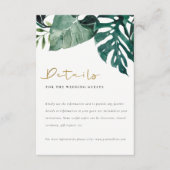 Tropical Monstera Green Foliage Wedding Details エンクロージャーカード (正面)