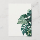 Tropical Monstera Green Foliage Wedding Details エンクロージャーカード (裏面)