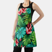 Tropical Monstera Heliconia Jungle Pattern エプロン (インサイチュ)