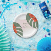 Tropical Monstera & Hibiscus Wedding ペーパープレート (パーティー)