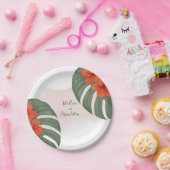 Tropical Monstera & Hibiscus Wedding ペーパープレート (パーティー)