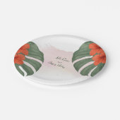 Tropical Monstera & Hibiscus Wedding ペーパープレート (アングル)