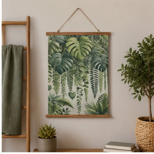 Tropical Monstera Jungle Botanical Wall Art 吊り下げ型タペストリー