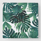 Tropical Monstera Jungle Leaves 1 スクエア壁時計 (正面)