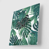 Tropical Monstera Jungle Leaves 1 スクエア壁時計 (傾斜)