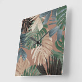 Tropical Monstera Jungle Leaves 2 スクエア壁時計 (傾斜)