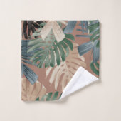 Tropical Monstera Jungle Leaves 2 バスタオルセット (ウォッシュタオル)