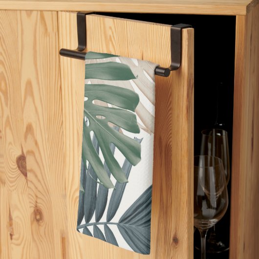 Tropical Monstera Jungle Leaves 3 キッチンタオル (三つ折り)