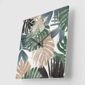 Tropical Monstera Jungle Leaves 3 スクエア壁時計 (傾斜)