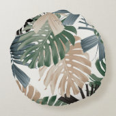 Tropical Monstera Jungle Leaves 3 ラウンドクッション (裏面)