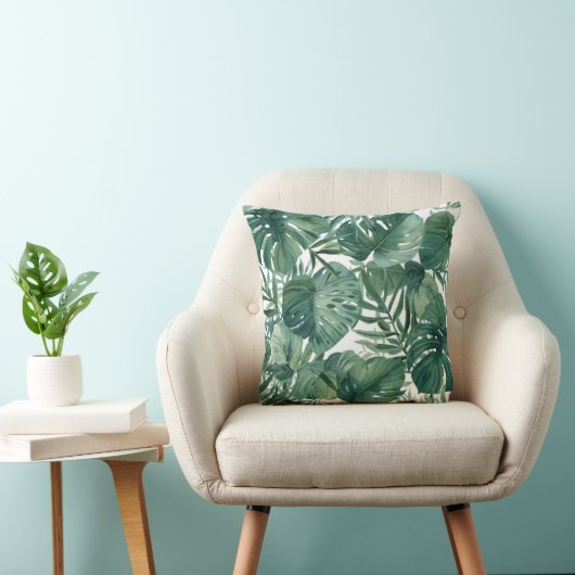 Tropical Monstera Leaf Botanical Pattern クッション (椅子)