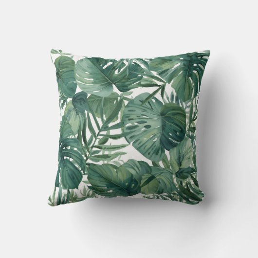 Tropical Monstera Leaf Botanical Pattern クッション (裏面)