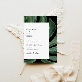 Tropical Monstera Leaf Destination Wedding 招待状